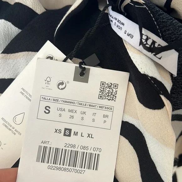 ZARA BLOGGER FAVORITE FLORAL PRINT SHIRT DRESS ECRU / BLACK 2298/085